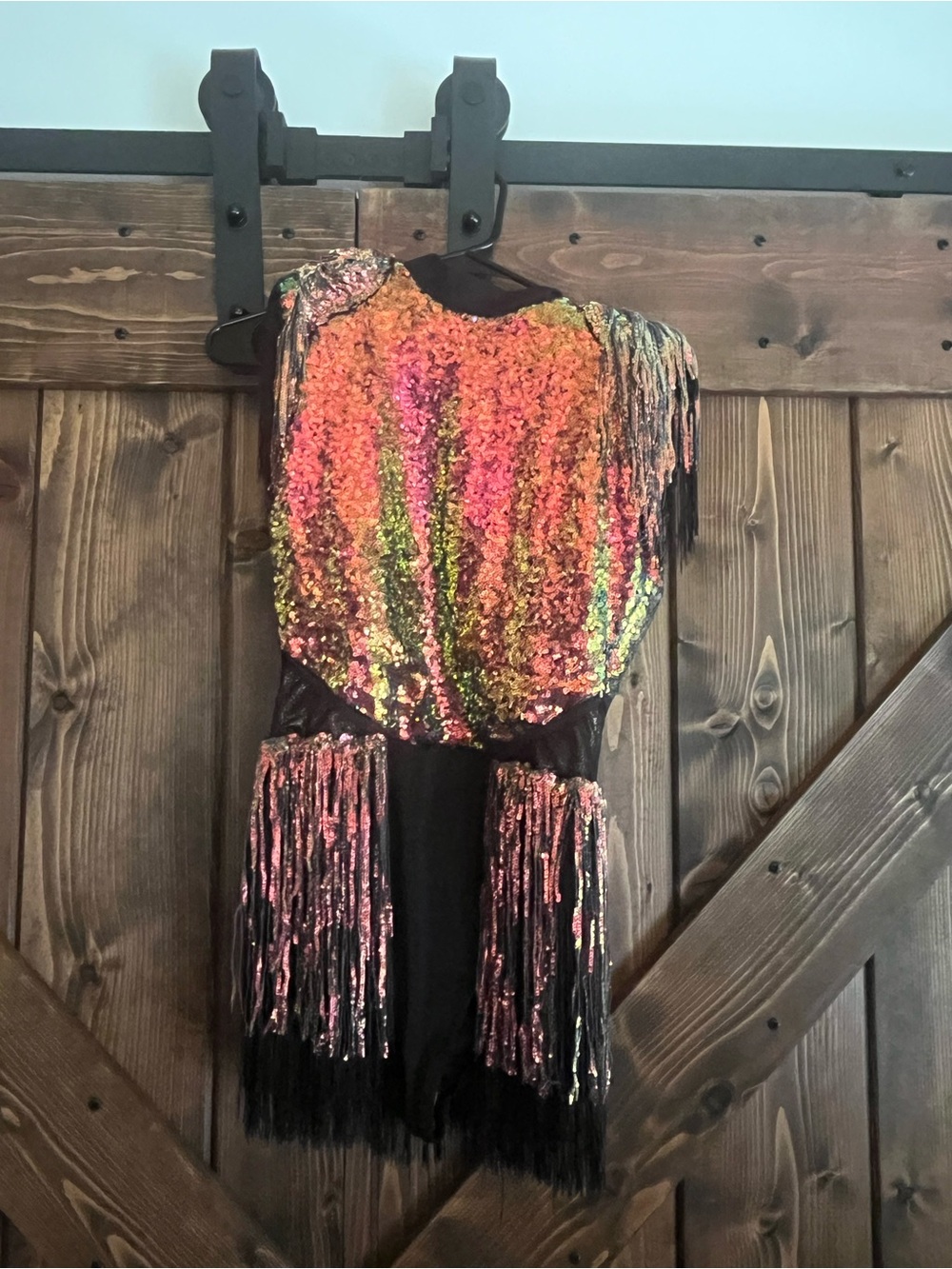 Revolution Sequin Fringe Dress in Black and Multicolor